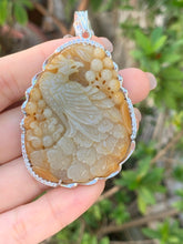 Load image into Gallery viewer, Jadeite Jade A Pendant Necklace, Hand Carved Phoenix Pendant, Jadeite Pendant