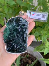 Load image into Gallery viewer, Jadeite Jade Pendant, hand carved Temples, Mountain &amp; Flowers pendant, Jade pendant
