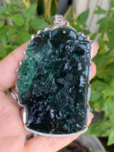 Load image into Gallery viewer, Jadeite Jade Pendant, hand carved Temples, Mountain &amp; Flowers pendant, Jade pendant