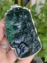 Load image into Gallery viewer, Jadeite Jade Pendant, hand carved Temples, Mountain &amp; Flowers pendant, Jade pendant