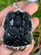 Load image into Gallery viewer, Jadeite Jade Pendant, Hand Carved Quan Yin Budda, Jadeite Pendant