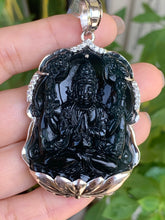 Load image into Gallery viewer, Jadeite Jade Pendant, Hand Carved Quan Yin Budda, Jadeite Pendant