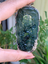 Load image into Gallery viewer, Jadeite Jade Pendant, Hand Carved Prosperity Peaceful Scenery Pendant, Wealth and Prosperity Fengshui, Jade Pendant