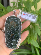 Load image into Gallery viewer, Jadeite Jade Pendant, Hand Carved Prosperity Peaceful Scenery Pendant, Wealth and Prosperity Fengshui, Jade Pendant