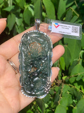 Load image into Gallery viewer, Jadeite Jade Pendant, Hand Carved Prosperity Peaceful Scenery Pendant, Wealth and Prosperity Fengshui, Jade Pendant