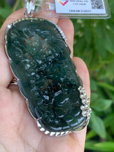 Load image into Gallery viewer, Jadeite Jade Pendant, Hand Carved Prosperity Peaceful Scenery Pendant, Wealth and Prosperity Fengshui, Jade Pendant