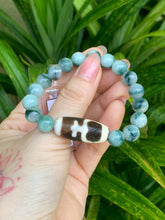 Load image into Gallery viewer, Jadeite Jade Bracelet, Translucent Jadeite Bracelet 9.5mm bead, mix Charm Dzi (Wrist 16CM/6.1/4”)