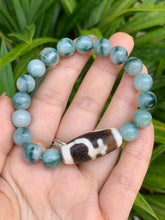Load image into Gallery viewer, Jadeite Jade Bracelet, Translucent Jadeite Bracelet 9.5mm bead, mix Charm Dzi (Wrist 16CM/6.1/4”)