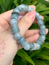 Load image into Gallery viewer, Jadeite Jade Beaded Bracelet, Hand Carved Patterns, Jade Bracelet (Wrist 16.5cm/6.5”)