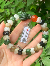Load image into Gallery viewer, Nephrite Jade Dragon Bracelet, Hand Carved Dragon, Agate Bead,(wrist 7.75")