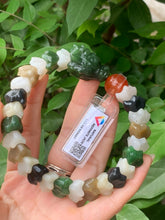 Load image into Gallery viewer, Nephrite Jade Dragon Bracelet, Hand Carved Dragon, Agate Bead,(wrist 7.75")