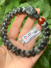Load image into Gallery viewer, Nephrite Jade Bracelet Hand carved Dragon, Nephrite Jade Bracelet (Big Wrist: 8")