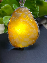 Load image into Gallery viewer, Jadeite Jade A Pendant Necklace, Hand Carved Phoenix Pendant, Jadeite Pendant