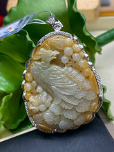 Load image into Gallery viewer, Jadeite Jade A Pendant Necklace, Hand Carved Phoenix Pendant, Jadeite Pendant