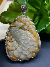 Load image into Gallery viewer, Jadeite Jade A Pendant Necklace, Hand Carved Phoenix Pendant, Jadeite Pendant