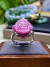 Load image into Gallery viewer, Ruby natural gemstone hand carved ring, Money frog Fengshui statue bring Luck and Prosperity (Size: 7.3/4US)