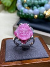 Load image into Gallery viewer, Ruby natural gemstone hand carved ring, Money frog Fengshui statue bring Luck and Prosperity (Size: 7.3/4US)