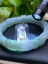 Load image into Gallery viewer, Jadeite Jade A Bangle Bracelet hand carved patterns, untreated Jade Bangle (inner diameter:54.98mm)