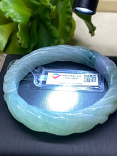 Load image into Gallery viewer, Jadeite Jade A Bangle Bracelet hand carved patterns, untreated Jade Bangle (inner diameter:54.98mm)