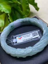 Load image into Gallery viewer, Jadeite Jade A Bangle Bracelet hand carved patterns, untreated Jade Bangle (inner diameter:54.98mm)